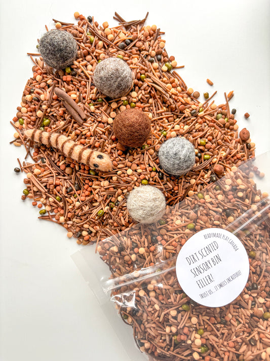 Worms love Dirt! Scented Sensory Bin Filler